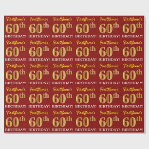 Röd guld- Look "60th FÖDELSEDAG " för efterföl Presentpapper