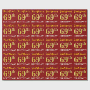 Röd guld- Look "69th FÖDELSEDAG " för efterföl Presentpapper