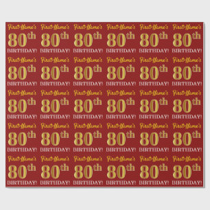 Röd guld- Look "80th FÖDELSEDAG " för efterföl Presentpapper