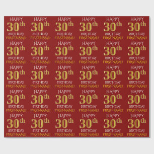 Röd guld- "LYCKLIG 30års födelsedag " för Faux Presentpapper