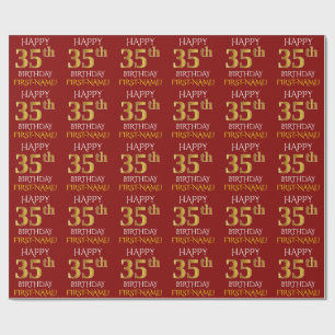Röd guld- "LYCKLIG 35eFÖDELSEDAG " för Faux, Presentpapper