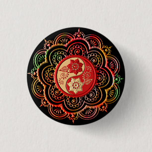 Röd & Guld Mandala Knapp