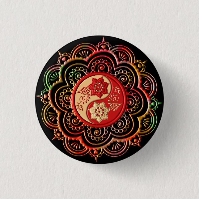 Röd & Guld Mandala Knapp (Framsida)