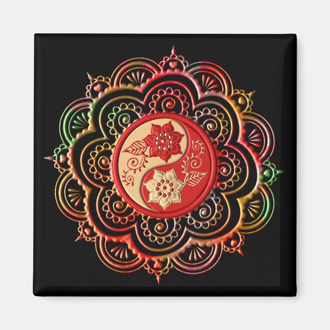 Röd & Guld Mandala Magnet (Framsidan)