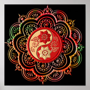 Röd & Guld Mandala Poster