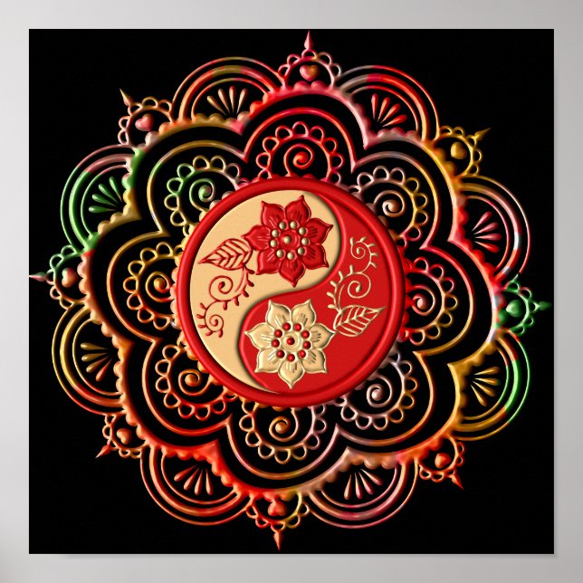 Röd & Guld Mandala Poster (Framsidan)