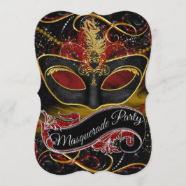 Röd & Guld Maskerad Glittermask Inbjudningar