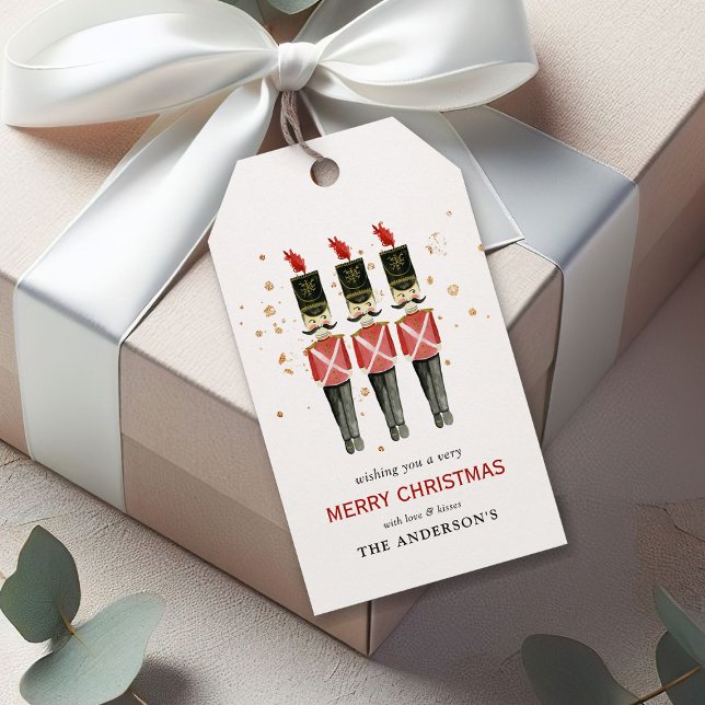 Röd & Guld Nötknäppare Jul Presentetikett (Skapare uppladdad)