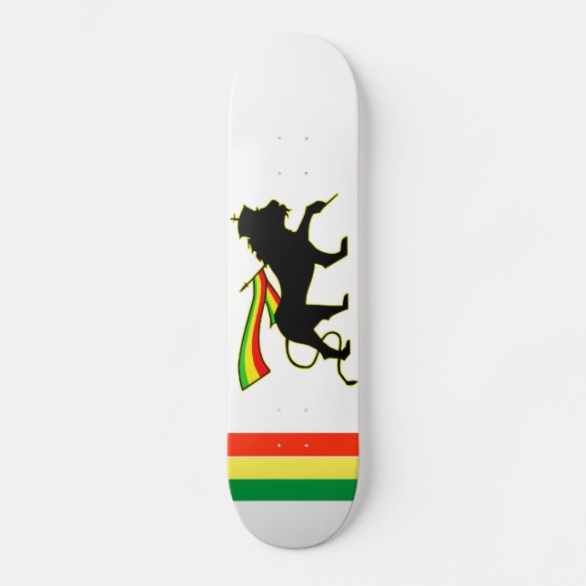 Röd, Guld och Grönt Rasta Lejon Mini Skateboard Bräda 18,5 Cm (Framsida)