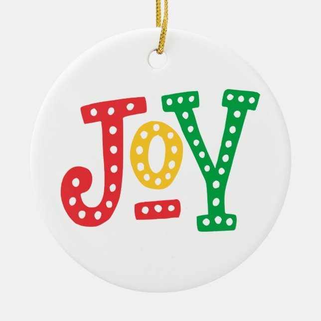 Röd guld- och gröntglädje julgransprydnad keramik (Framsidan)