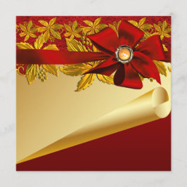 Röd Guld Poinsettia Julfest Inbjudningar