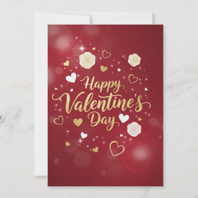 Röd & Guld Romantik för din valentin Julkort (Framsida)
