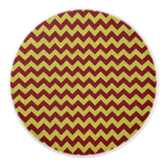 Röd & Guld Sicksack Glitter Knopp (Framsidan)