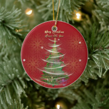 Röd & Guld Snöflinga Holiday keramisk juldekoratio