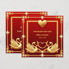 Röd Guld Svan Bröllopspar Dekoration 💍