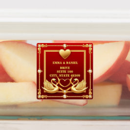 Röd Guld Svan Bröllopspar Dekoration 💍 Klistermärke