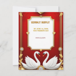 Röd Guld Svan Bröllopspar Dekoration 💍 OSA Kort