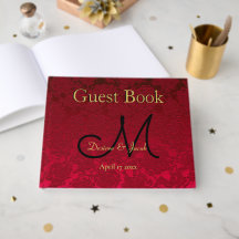 Röd Guld Svart Jul Vinter Bröllop Monogram