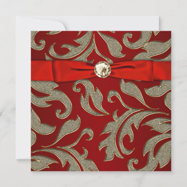 Röd Guld Svart Smoking Inbjudan (Framsida)