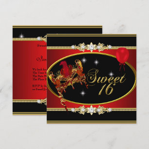 Röd Guld Sweet Sixteen Sweet 16 Maskerad Inbjudningar