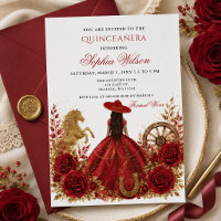 Röd Guld Western Häst Blommig Charra Quinceañera