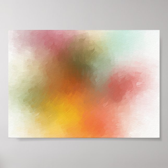 Röd Gult Blå Gröntens Rosa Lila Modern Abstrakt Poster (Framsidan)