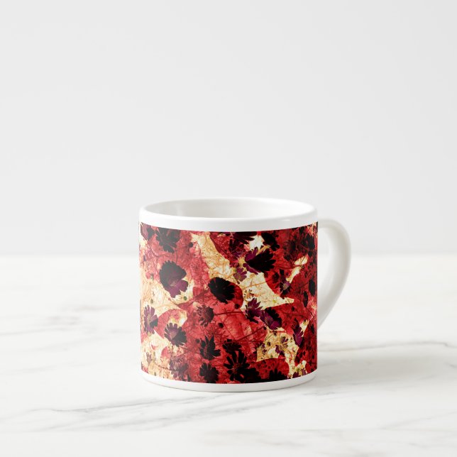 Röd gult daisy blomma mönster abstrakt design espressomugg (Framsida höger)