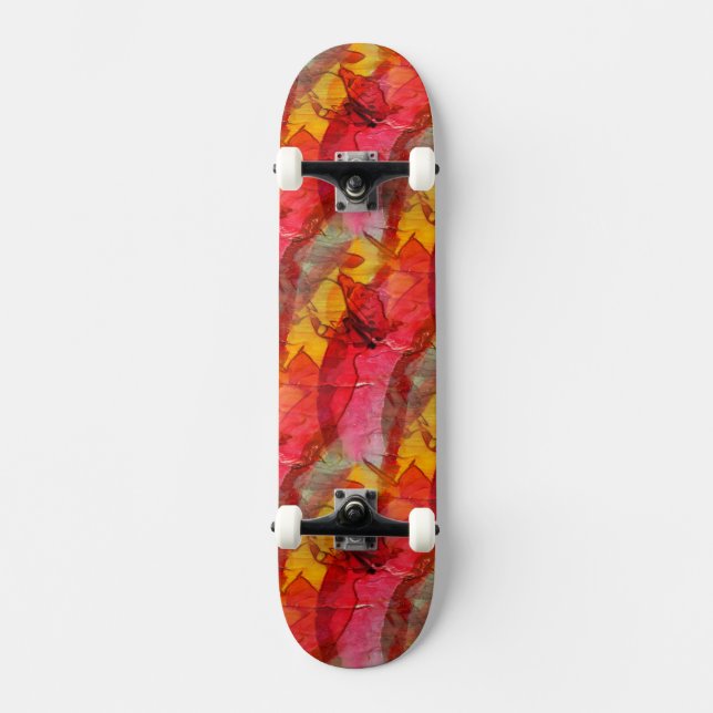 Röd gult för vattenfärgkonst skateboard bräda 21,5 cm (Framsida)