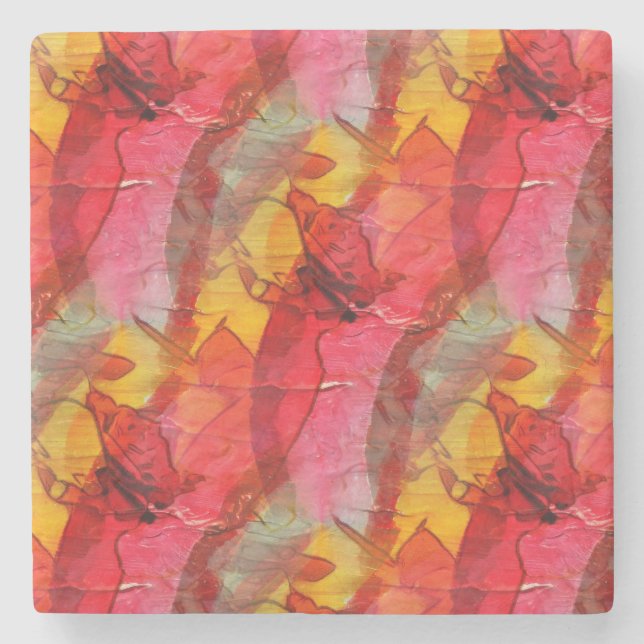 Röd gult för vattenfärgkonst stenunderlägg (Framsidan)