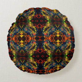 Röd Gult Grönt på Mörk, Blötad papper? Rund Kudde