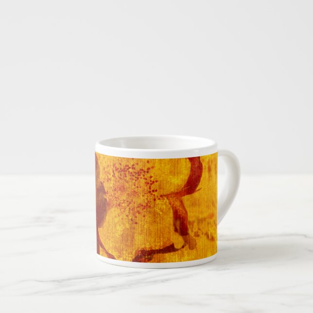 Röd gult - grunge digital grafik espressomugg (Framsida höger)