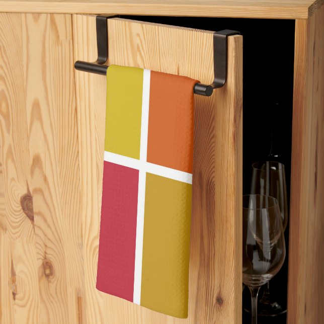 Röd, Gult, Guld och Orange Kökshandduk (Thirds Fold)
