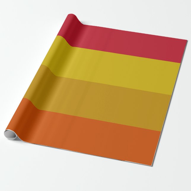 Röd, Gult, Guld och Orange Rand Presentpapper (Utrullad)