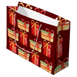 Röd, Gult julklapp Mörk Red Large Gift Bag
