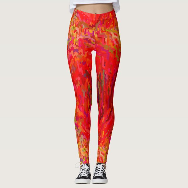 Röd/Gult Kvinnors förband Leggings (Framsida)