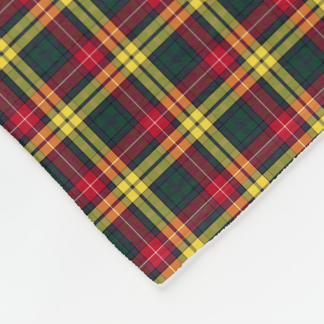 Röd, Gult och Grönt Buchanan Klan Tartan Fleecefilt (Hörn)