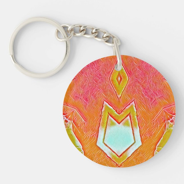 Röd Gult Orange Circular Acrylic ~ Keychain (Framsidan)