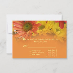 Röd, gult, orange daisy blommor OSA bröllop Kort
