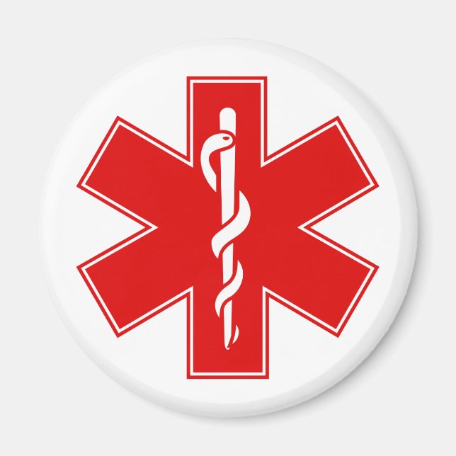 Röd Gult Orange Vit sjuksköterska EMS Star of Life Magnet (Framsidan)