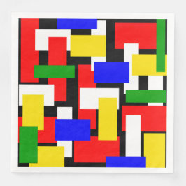 Röd, Gult, Svart, Blått och Grönt block Pappersservett