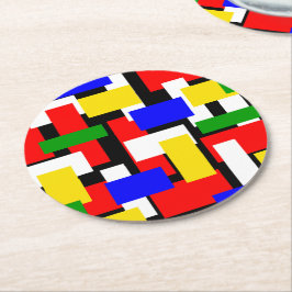 Röd, Gult, Svart, Blått och Grönt block Underlägg Papper Rund
