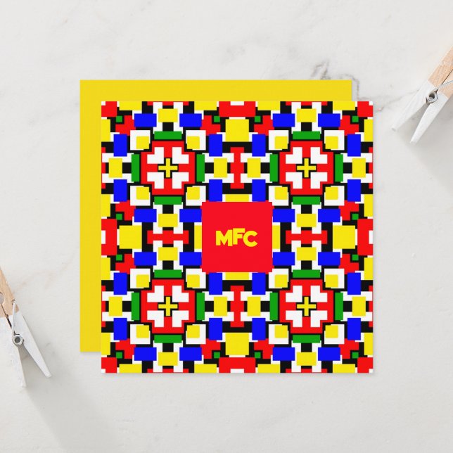 Röd, Gult, Svart, Blått och Grönt Geometrics (Fram/Back In Situ)