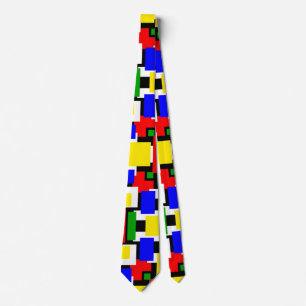 Röd, Gult, Svart, Blått och Grönt Geometrics Slips