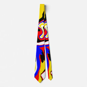Röd, Gult, Svart, Blått och Grönt Swirls Slips