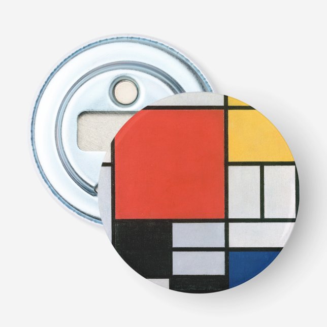 Röd Gult, svart, mondriansk sammansättning Flasköppnare (Framsidan)