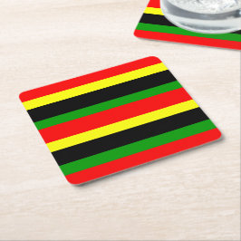 Röd, Gult, Svart och Grönt Rand Underlägg Papper Kvadrat