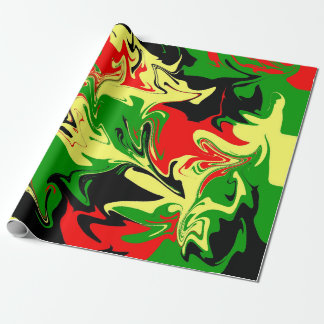 Röd, Gult, Svart och Grönt Swirls Presentpapper