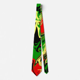 Röd, Gult, Svart och Grönt Swirls Slips