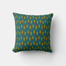 Röd, Gult, svart, stammar på Teal Pillow, Cushion Kudde