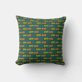 Röd, Gult, svart, stammar på Teal Pillow, Cushion Kudde